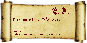 Maximovits Mózes névjegykártya